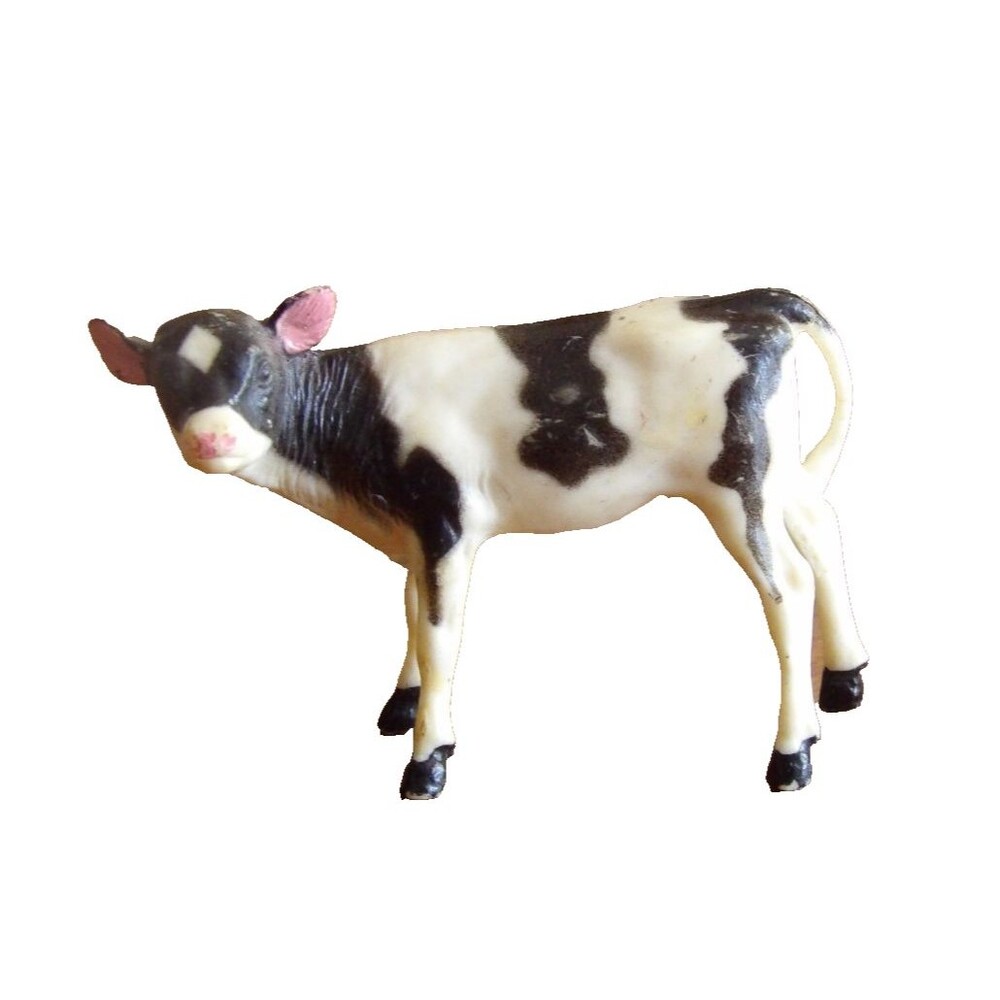 Vintage 1970's Ertl Hard Plastic Holstein Calf - Hong Kong - 2.7" L 1.8"H